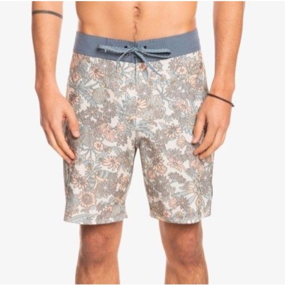 Quiksilver Highline Hemp Stretch Antique White Floral Board Shorts Size 36